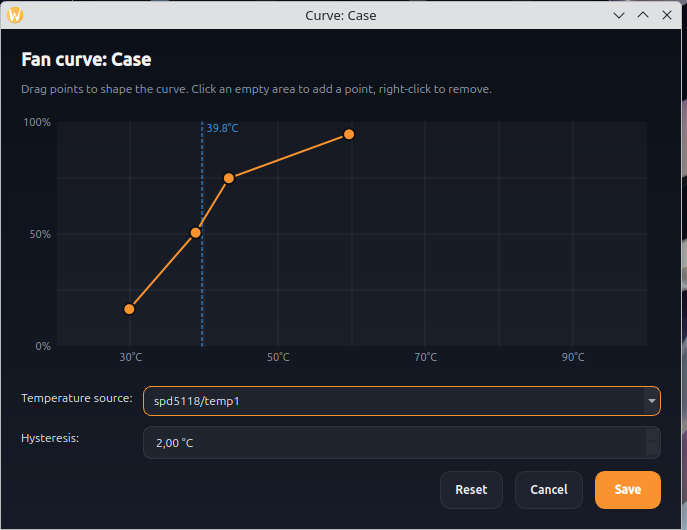 Temperature curve editor